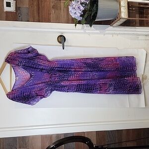 Highness Pink and Purple Midi Gauzy Dress‎ size 2XL